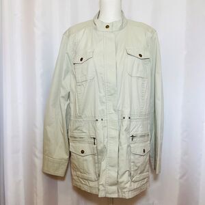LL Bean Utility Chore Coat Jacket Womens 1X Natural Khaki Soft Lined